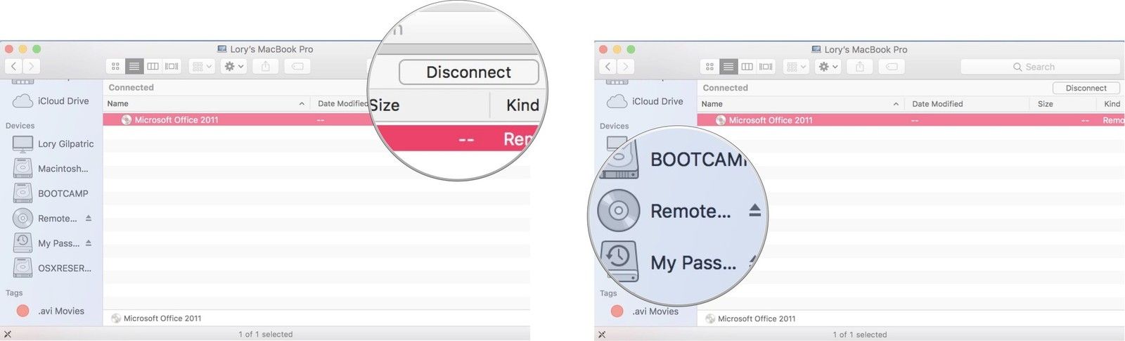 Нажмите на Отключить или извлечь удаленный диск