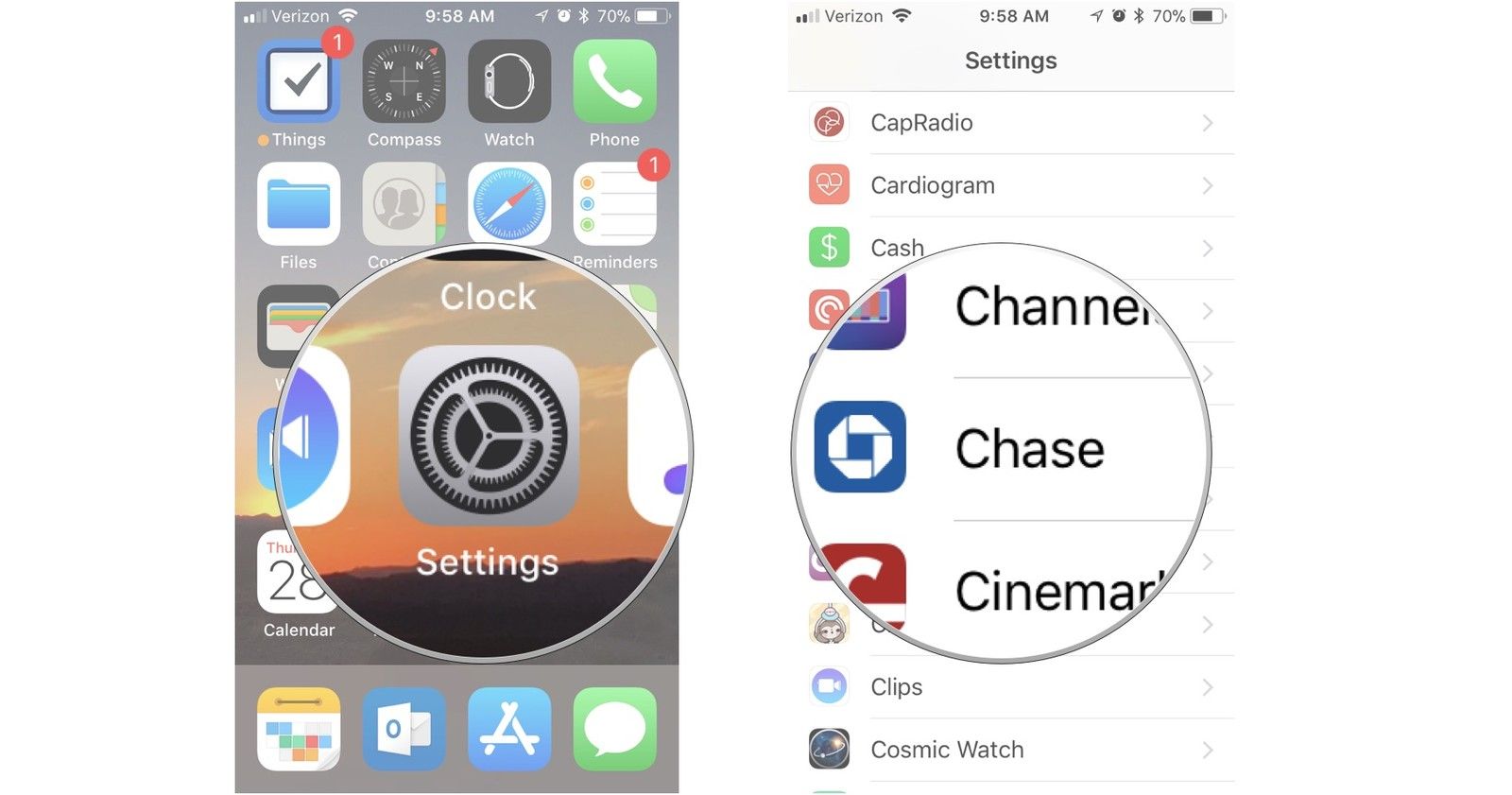 Запустите настройки, затем нажмите ваш банк