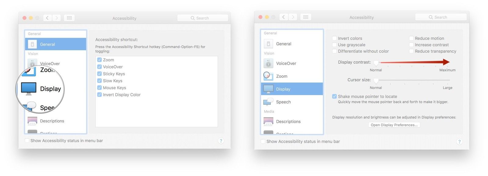 Нажмите Display, нажмите и перетащите ползунок, чтобы изменить контраст дисплея