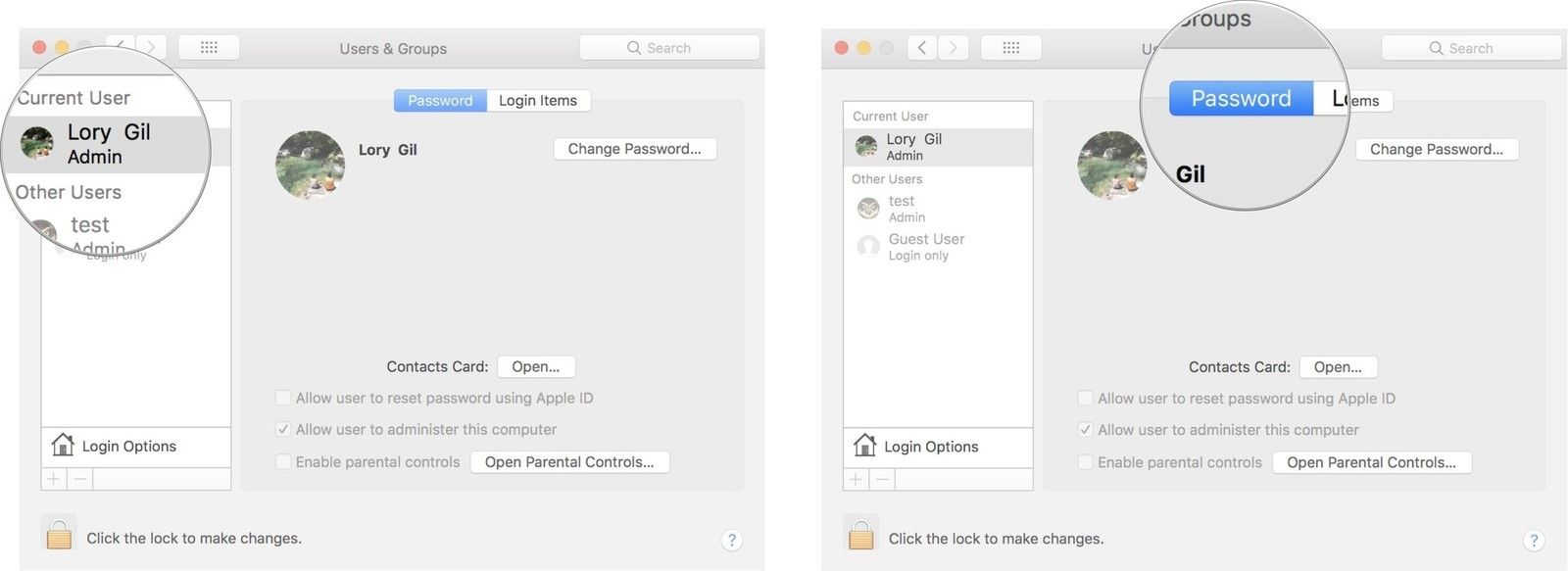 Нажмите на свой аккаунт и убедитесь, что вы're on the Password tab
