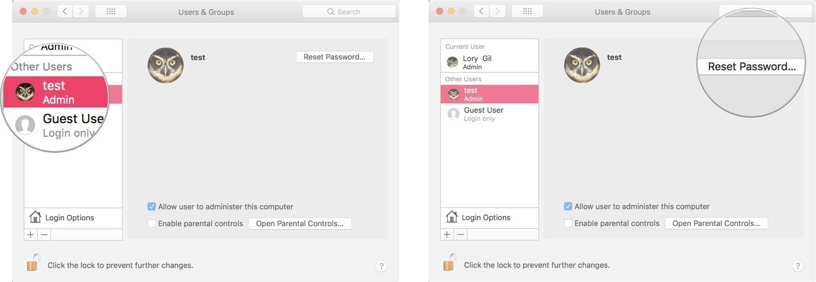 Нажмите на свой аккаунт, затем нажмите на Сброс пароля