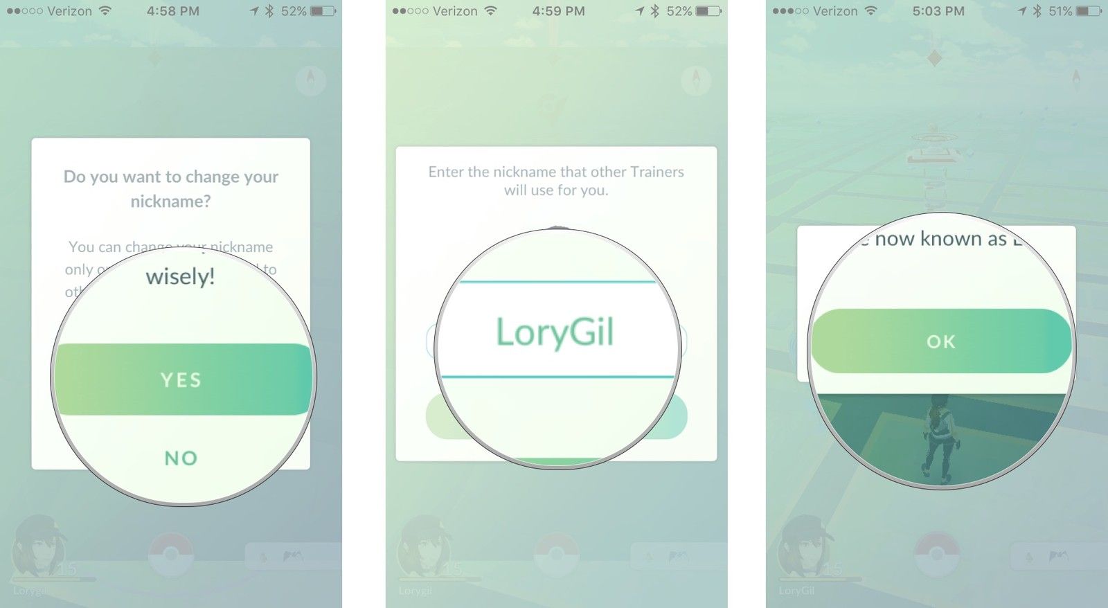 Изменение вашего псевдонима в Pokemon Go