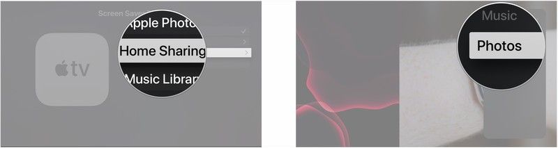 Выберите Домашний доступ, выберите Фотографии