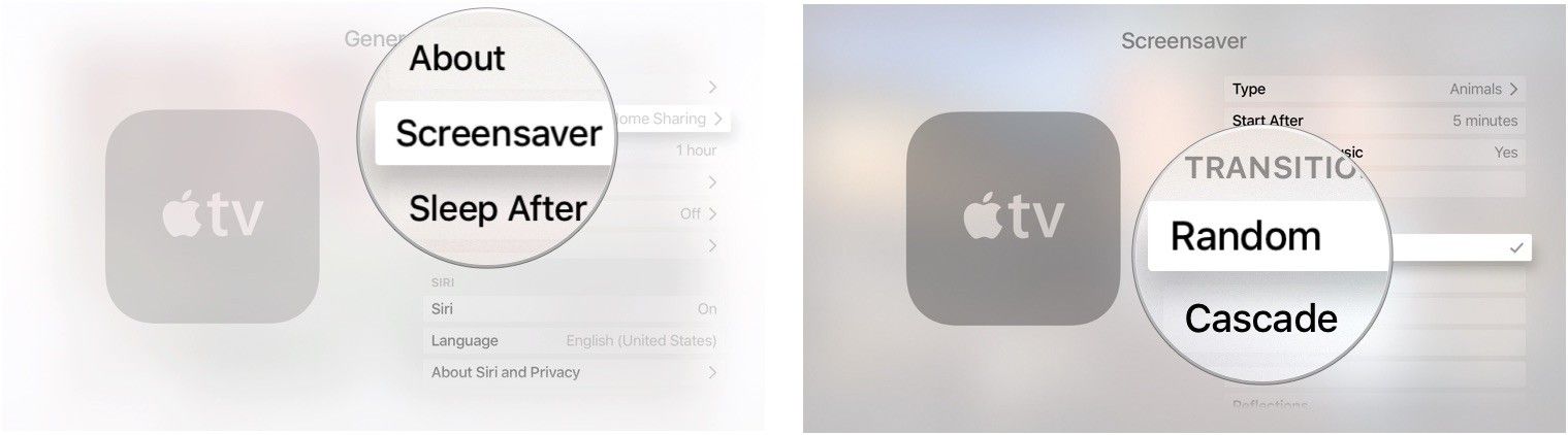 Переход на заставку на Apple TV