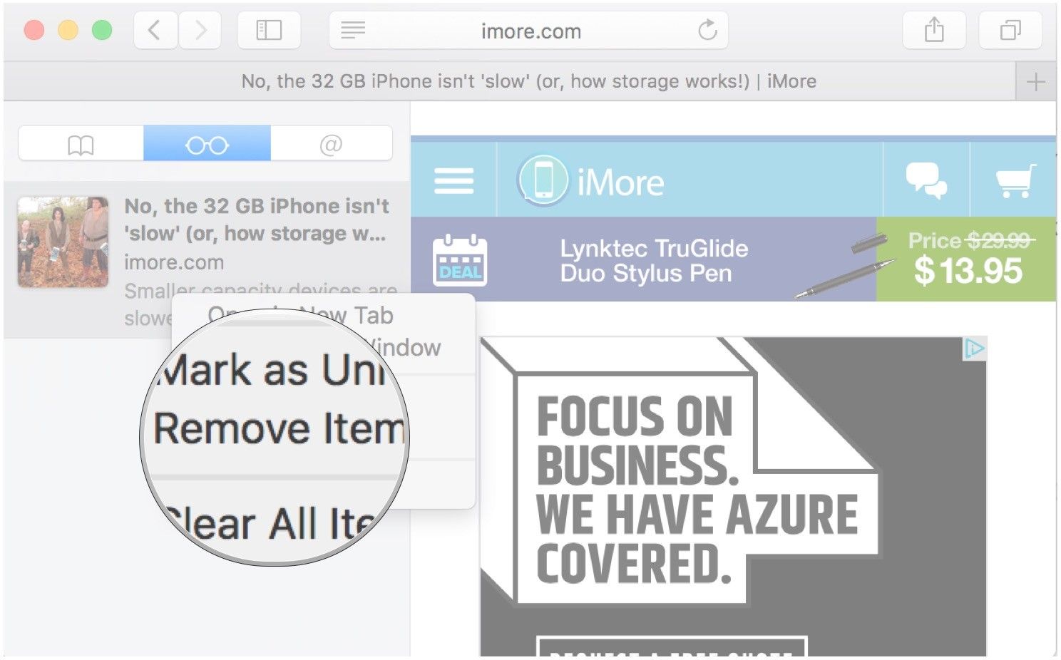 Щелкните правой кнопкой мыши элемент, который вы хотите удалить, выберите Удалить элемент