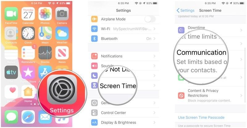 Настройки iOS 13, время экрана, лимиты связи