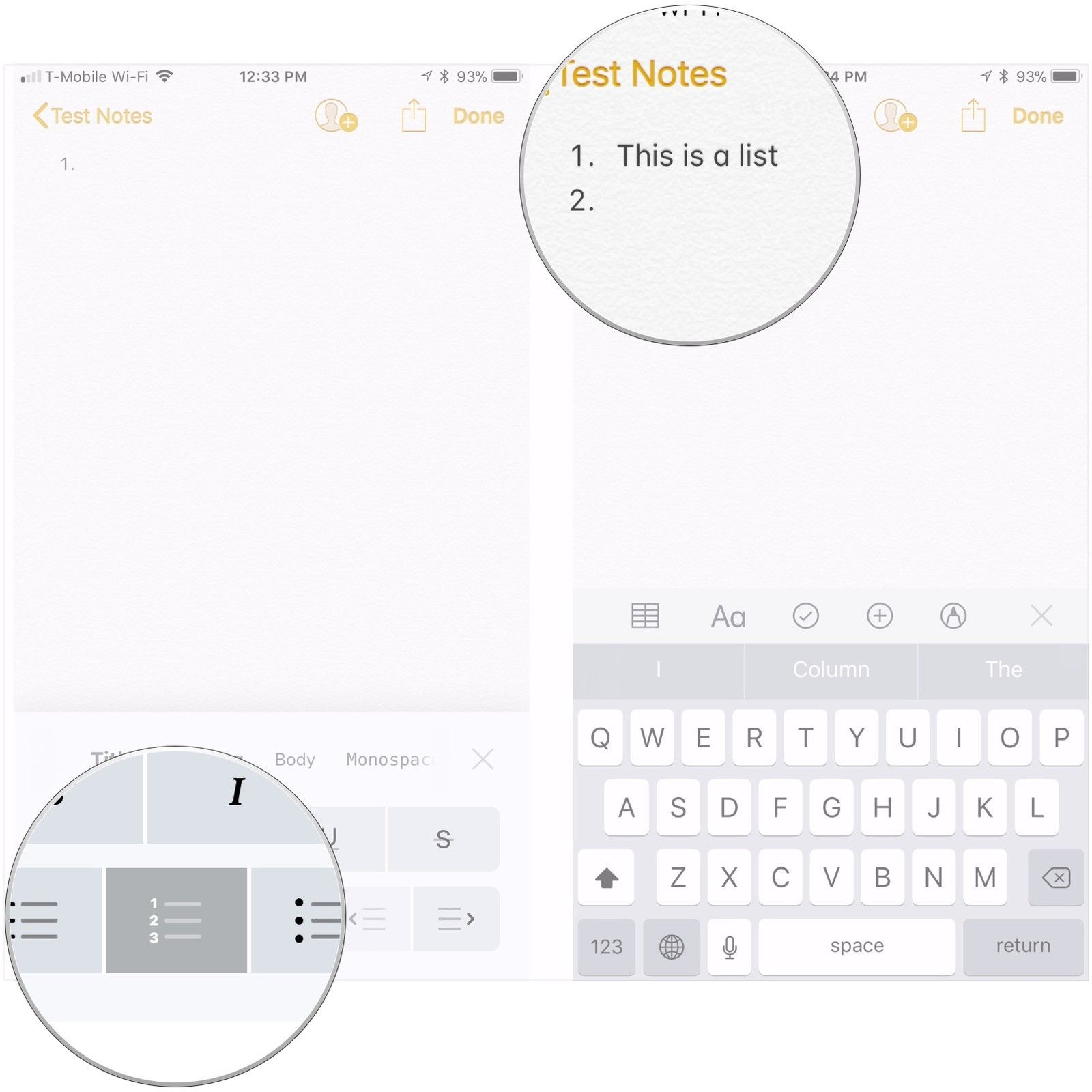 Нажмите формат списка, тип списка