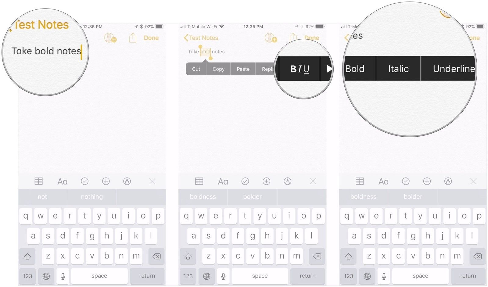 Нажмите текст, нажмите BIU, нажмите полужирный, курсив, нажмите подчеркивание