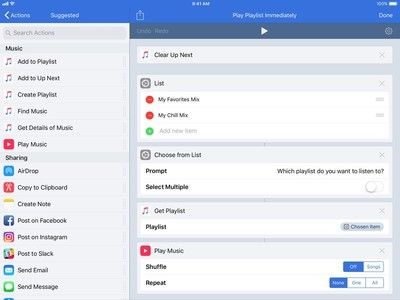 Выделение рабочего процесса со значком «Поделиться» в верхней панели версии Workflow для iPad