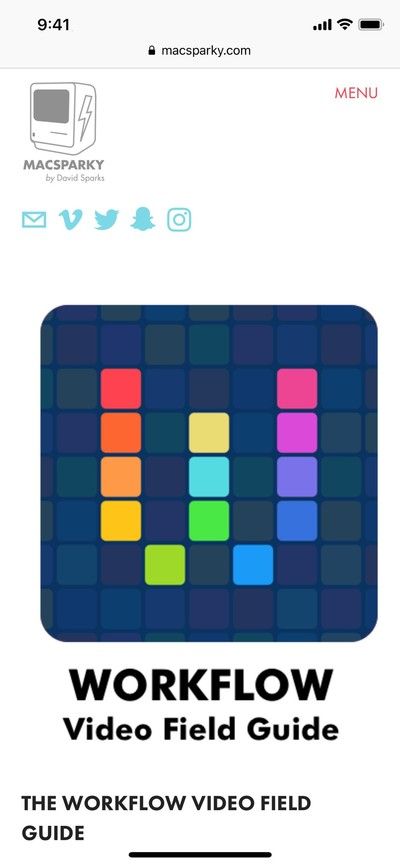 Снимок экрана страницы подробного руководства по полям рабочего процесса на MacSparky.com