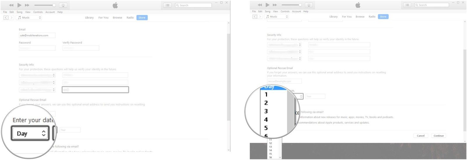 Нажмите стрелку раскрывающегося списка рядом с днем. Нажмите на номер.