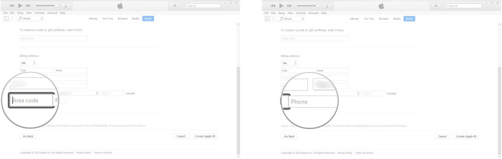 Введите свой код города. Введите свой номер телефона.