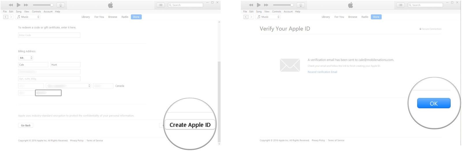 Нажмите Создать Apple ID. Нажмите ОК.