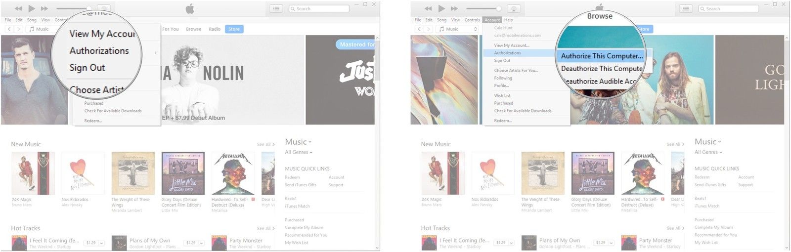 Нажмите Авторизации. Нажмите Авторизовать этот компьютер.