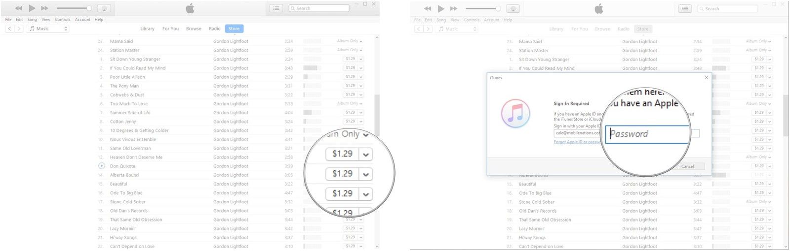Нажмите на цену рядом с товаром. Введите свой пароль.