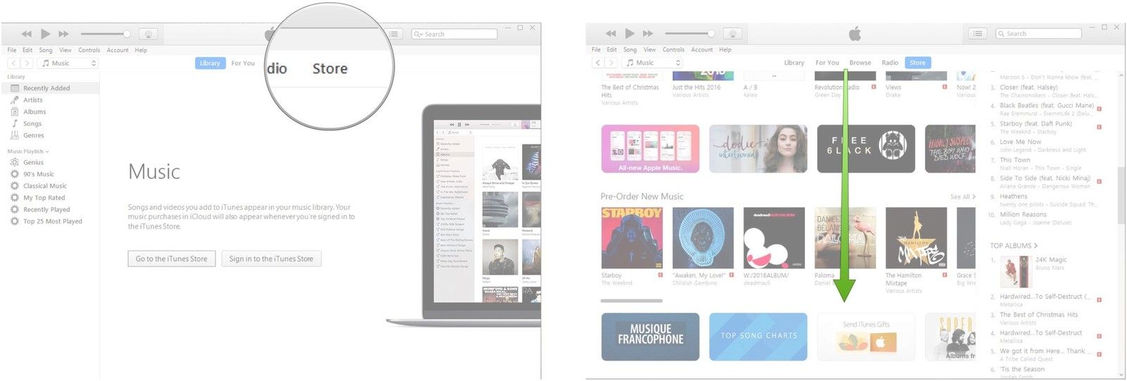 Нажмите Магазин. Прокрутить вниз.
