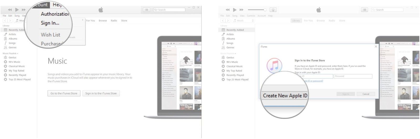 Нажмите Войти. Нажмите Создать новый Apple ID.