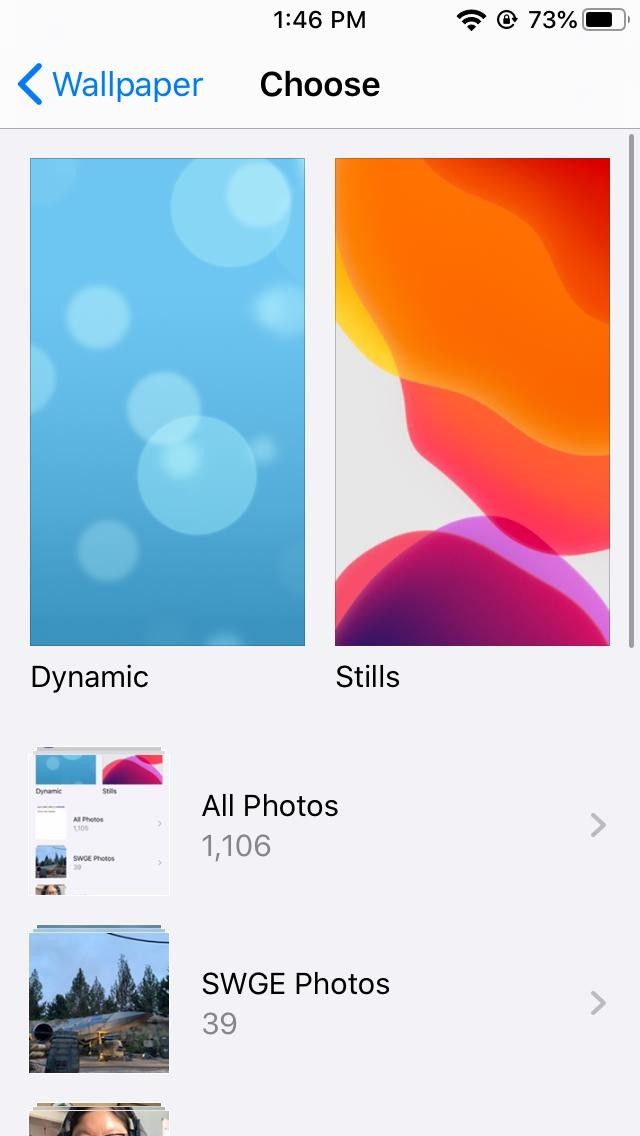 iOS 13 Настройки Типы обоев iOS 13 Настройки Типы обоев