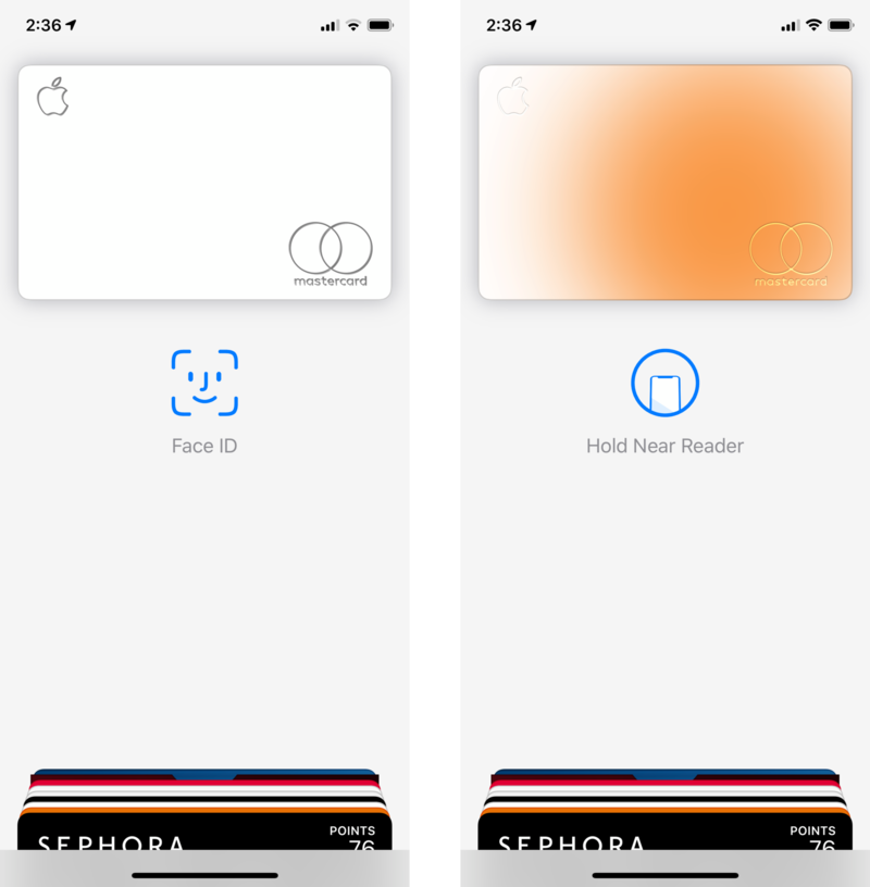Двойной щелчок по боковой кнопке, аутентификация, удержание рядом с читателем