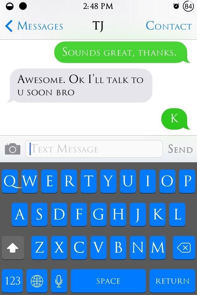 Включи свой iPad или iPhone's Bland Keyboard Blue with This Easy iOS 7 Tweak