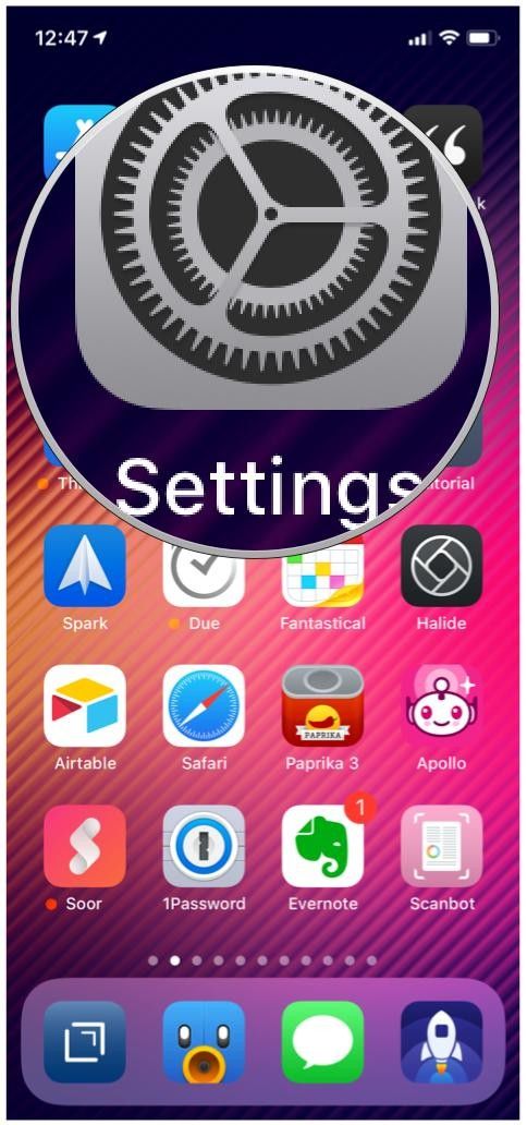 Начальный экран настроек ios 12