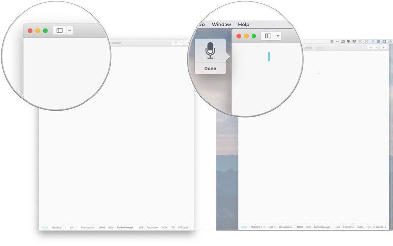 Нажмите текстовую область в документе, произнесите текст