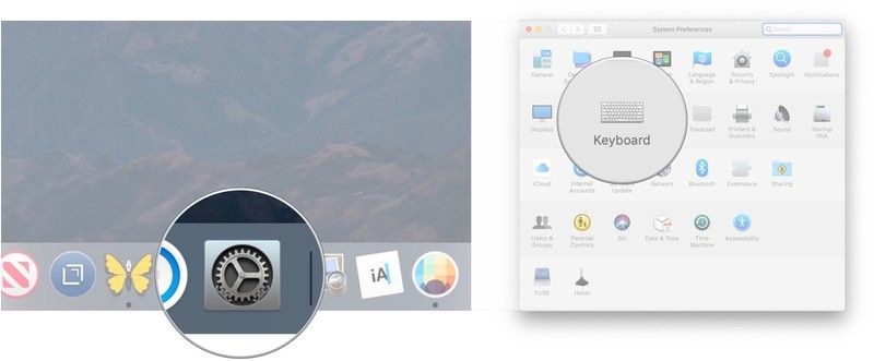 Откройте Системные настройки, нажмите Клавиатура