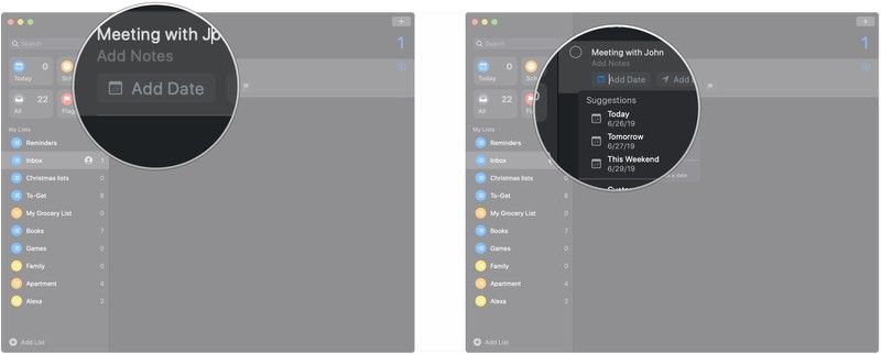 Нажмите Добавить дату, нажмите предложения или введите