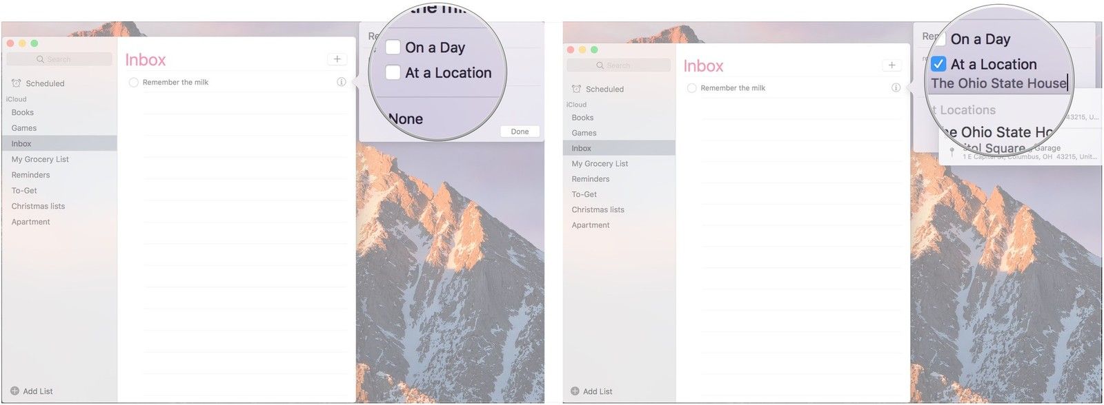 Нажмите на местоположение, введите местоположение