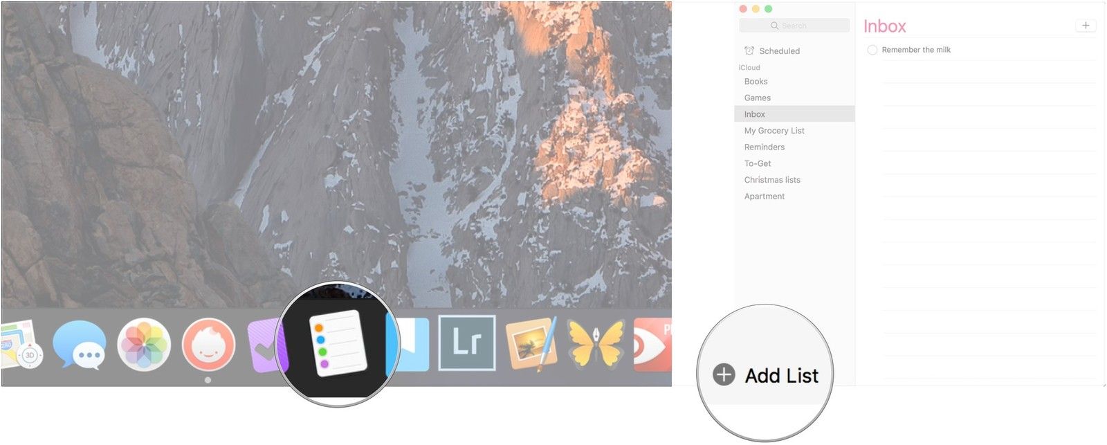 Откройте напоминания, нажмите Добавить список