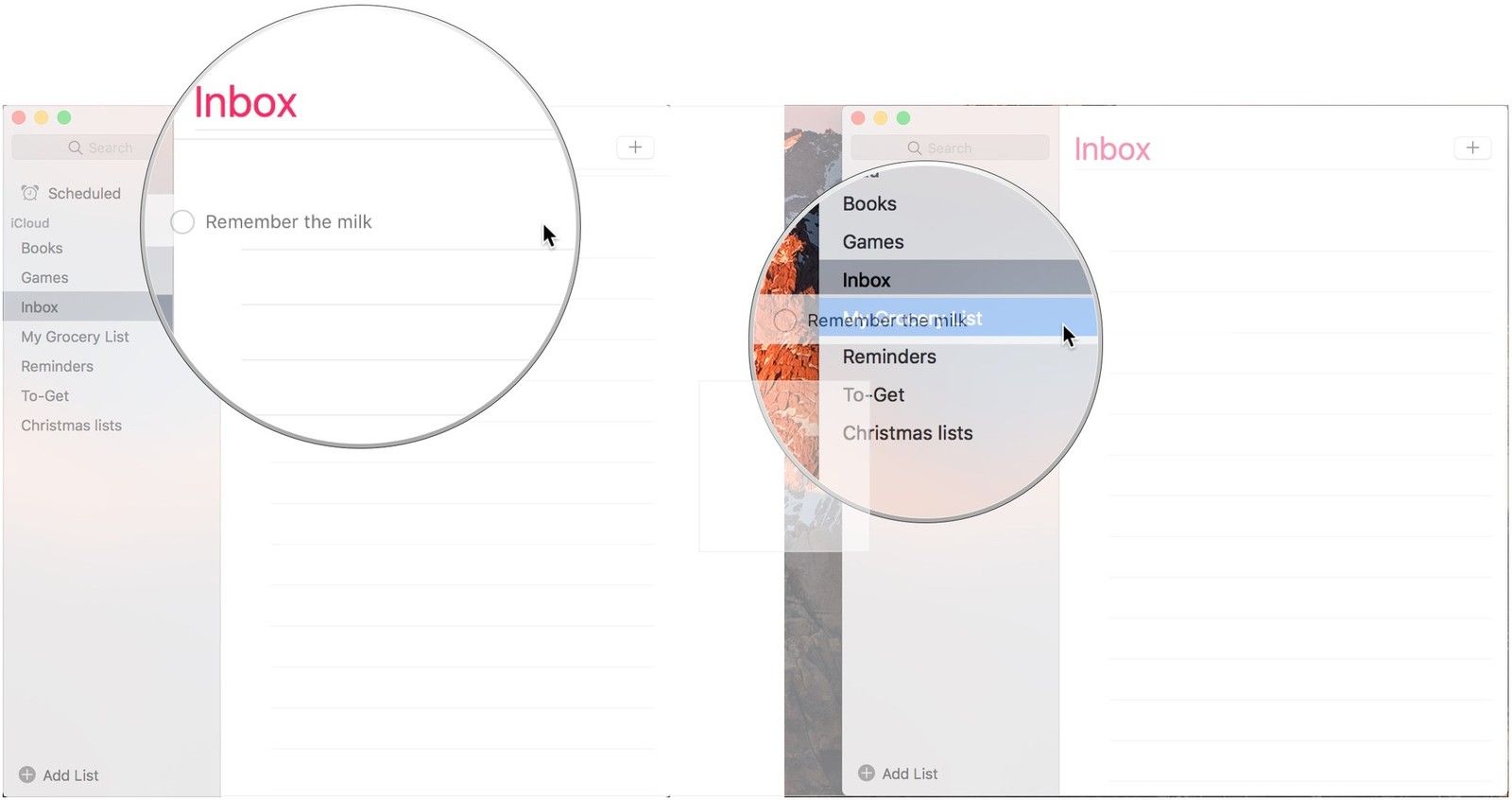 Нажмите и удерживайте, перетащите