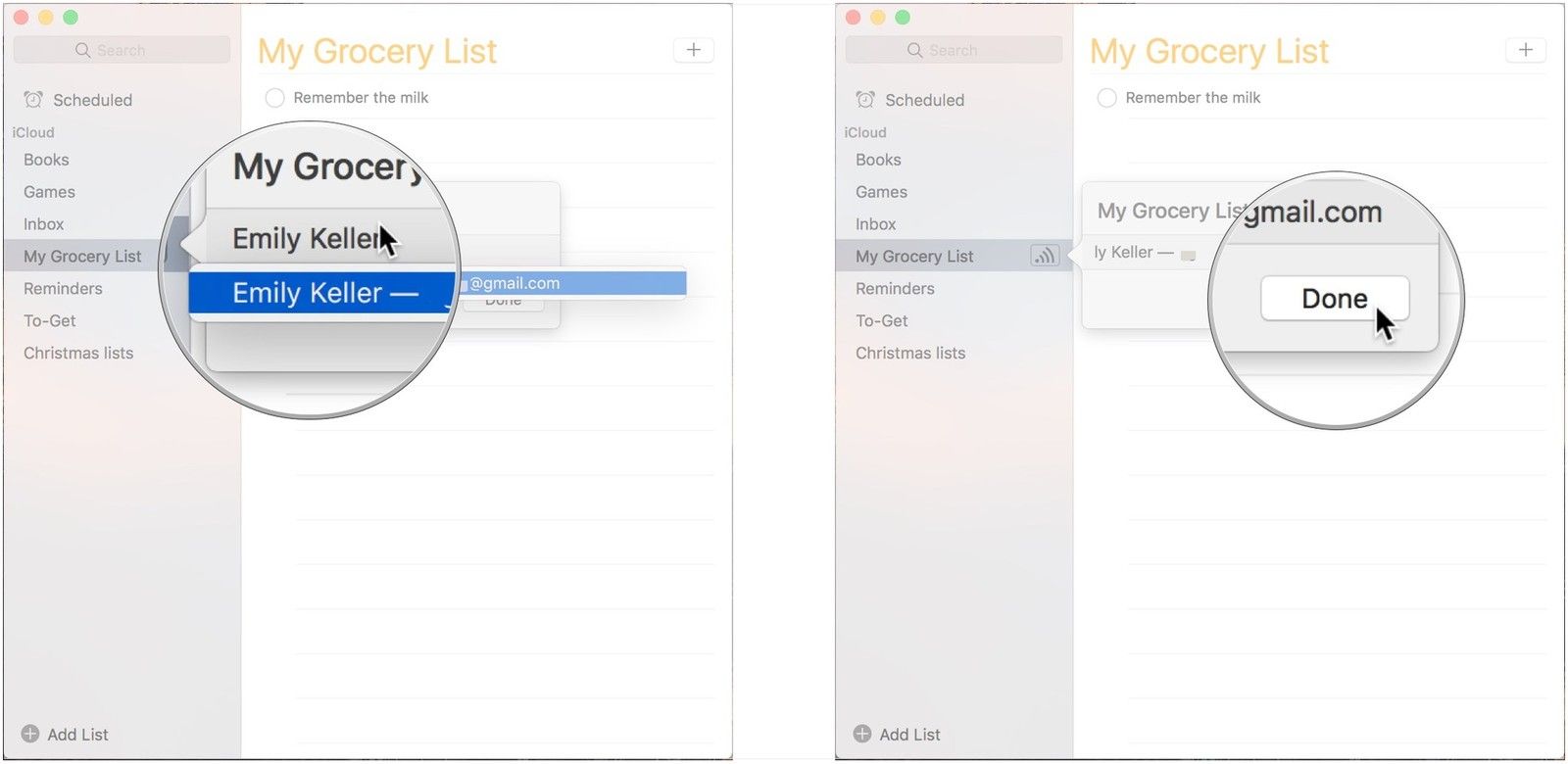 Введите контакт, нажмите Готово