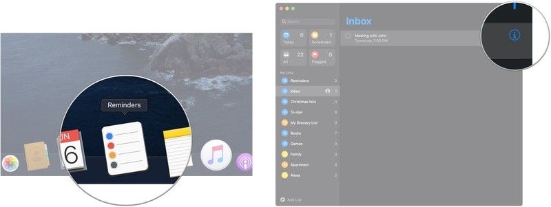 Откройте напоминания, нажмите я