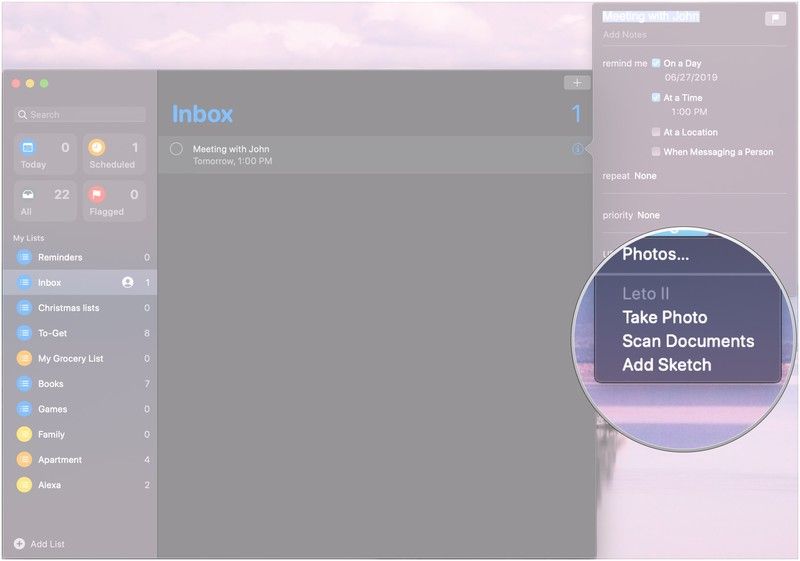 Нажмите «Сделать фотографию», «Сканировать документы» или «Добавить эскиз».