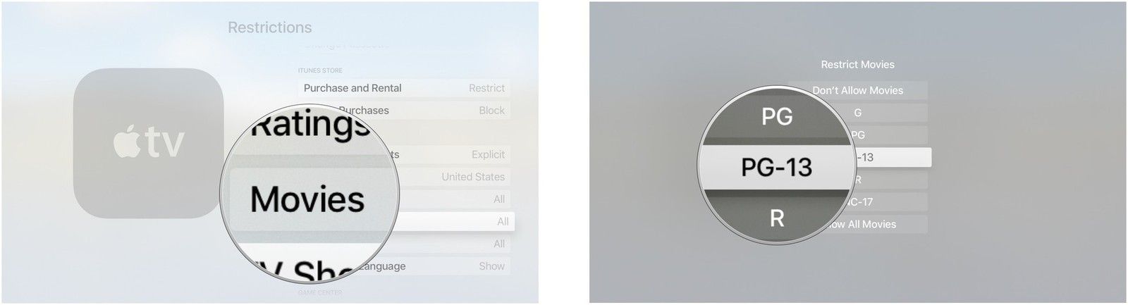 Выберите «Фильмы», а затем выберите метод восстановления, который вы хотите применить.