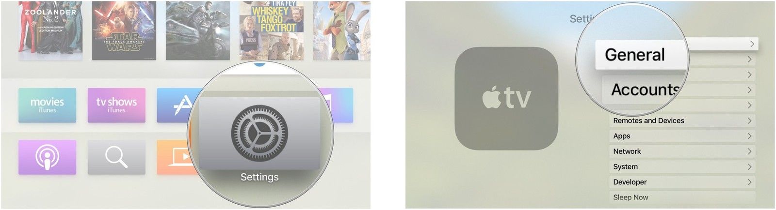 Выберите приложение настройки на главном экране, а затем выберите «Общие».