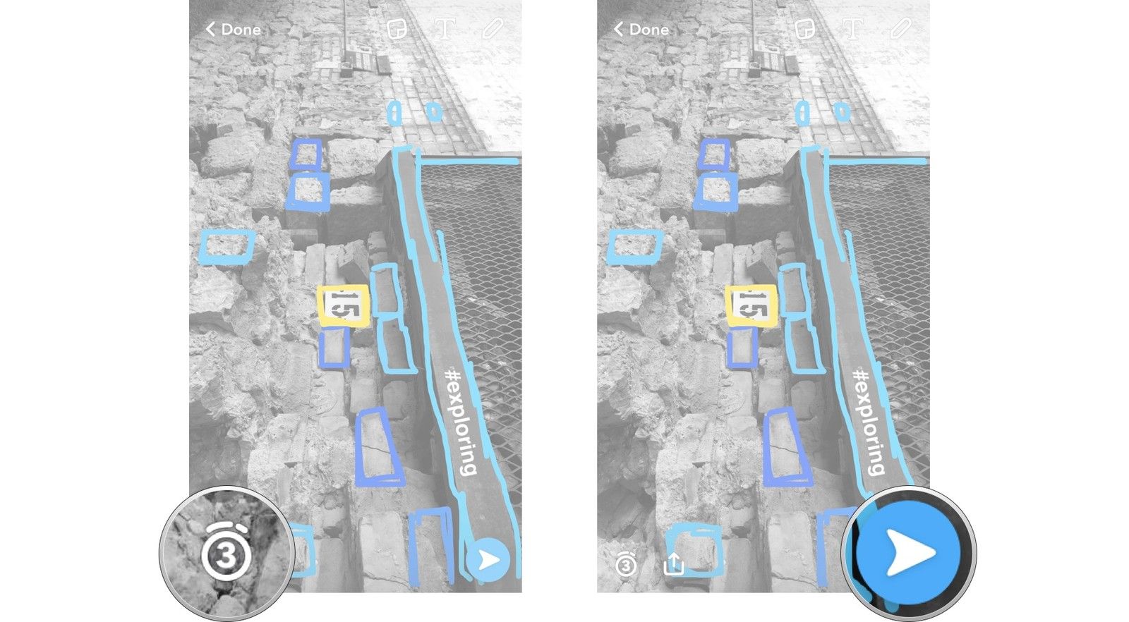 Нажмите на таймер, а затем стрелку в правом нижнем углу.