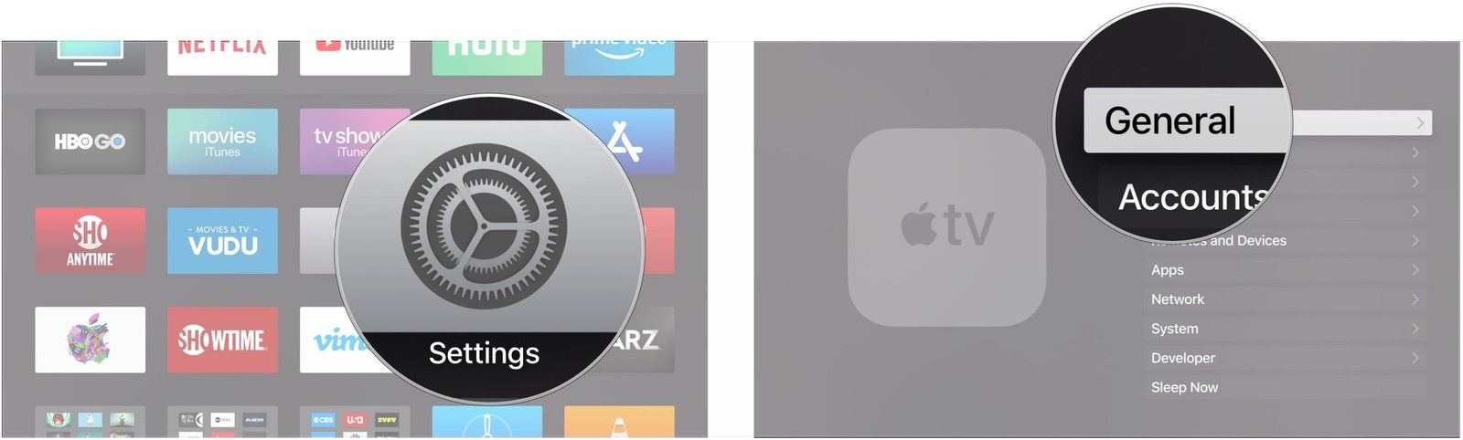 Откройте Настройки, нажмите Общие