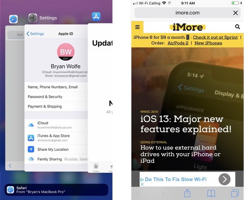 открытая передача на iPhone
