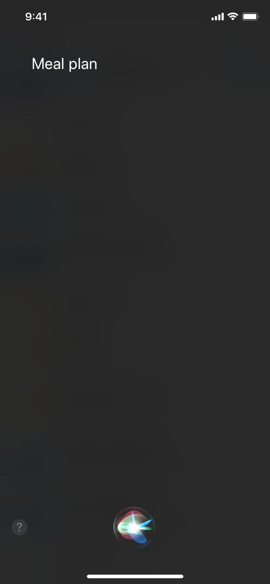 Пример пользовательского ярлыка для"Meal plan" that opens into Notes