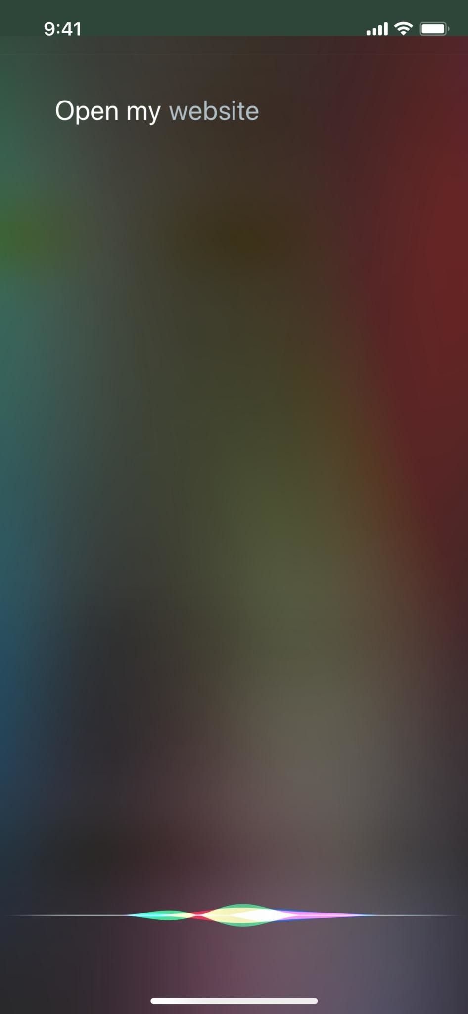 Пример пользовательской фразы для"Open my website" that links to the author