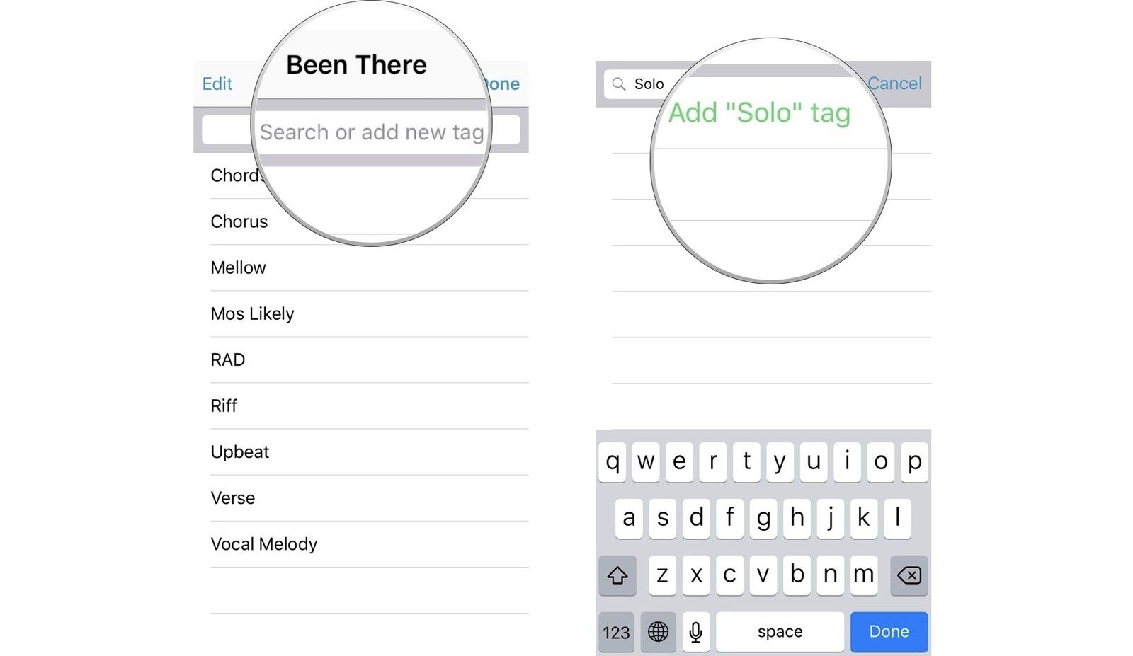Создание пользовательских тегов в музыкальных заметках