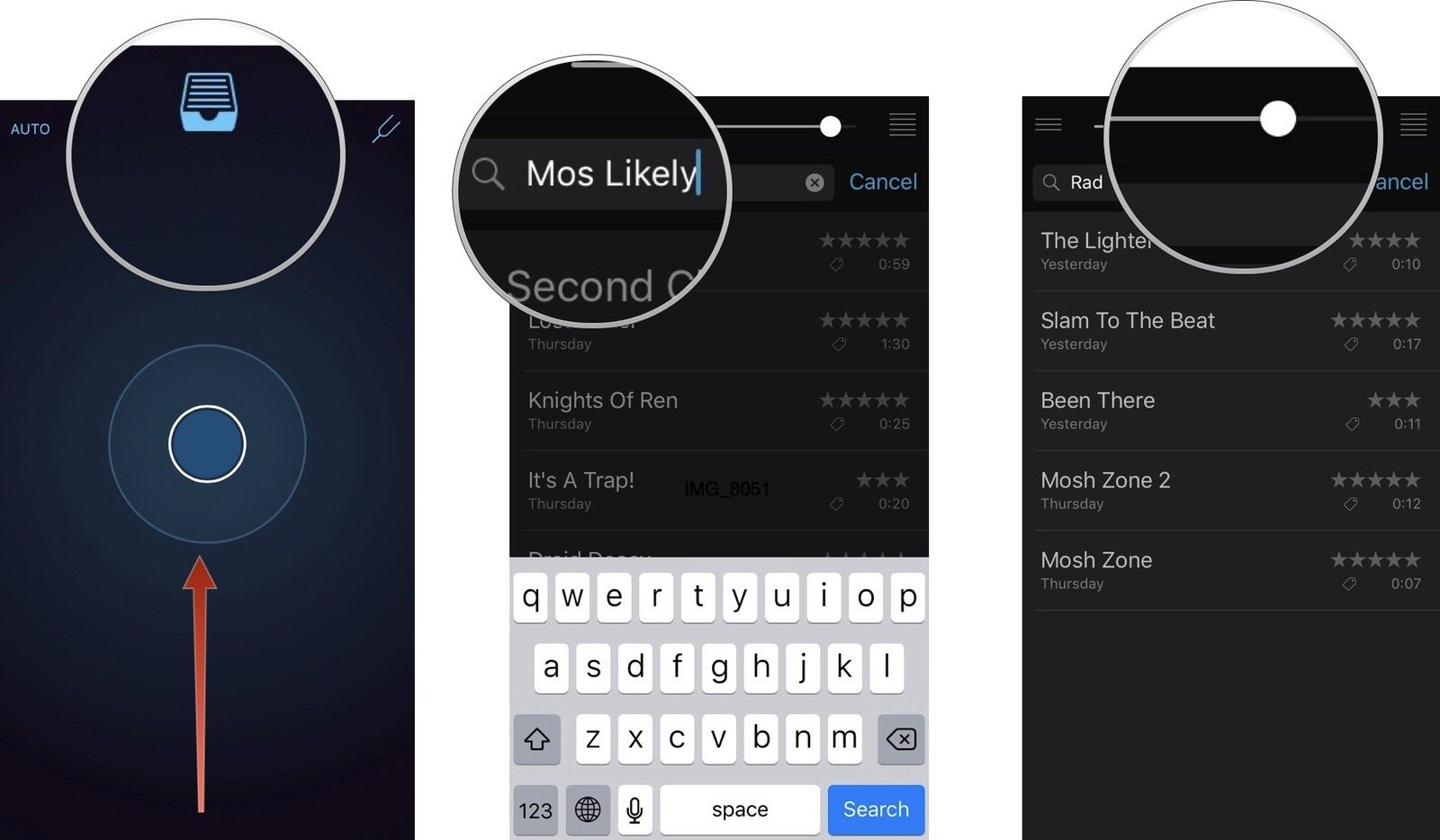 Поиск треков в музыкальных заметках