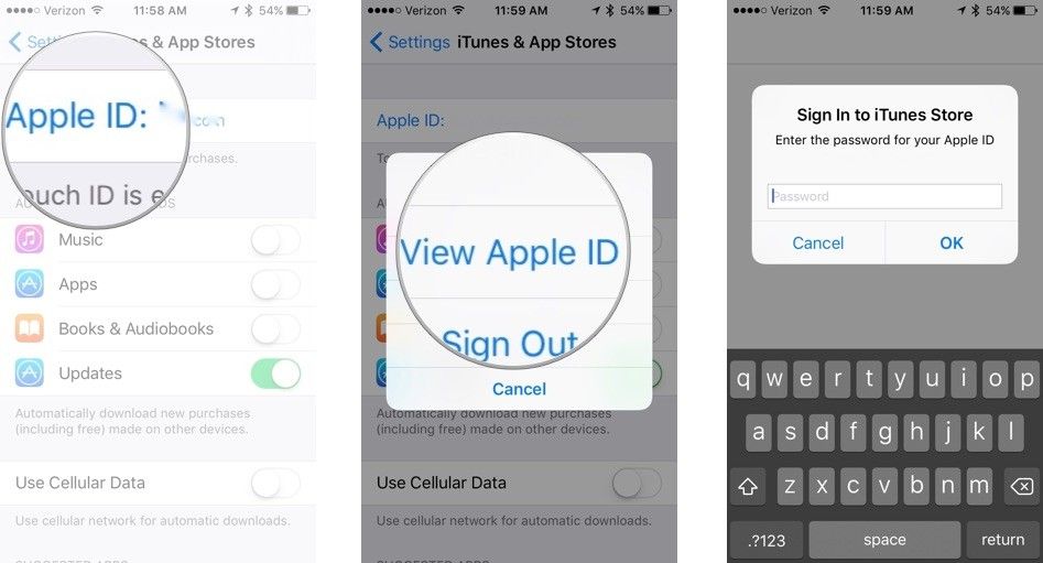 Просмотр Apple ID на iPhone
