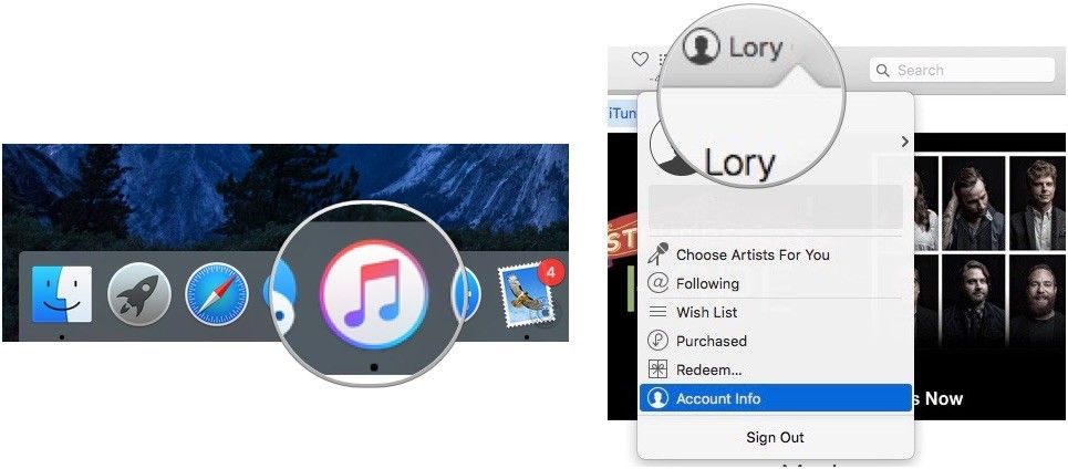 Открытие iTunes на Mac