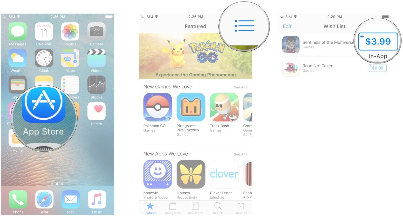 Запустите App Store, нажмите кнопку «Список товаров» в правом верхнем углу, нажмите цену, чтобы купить приложение