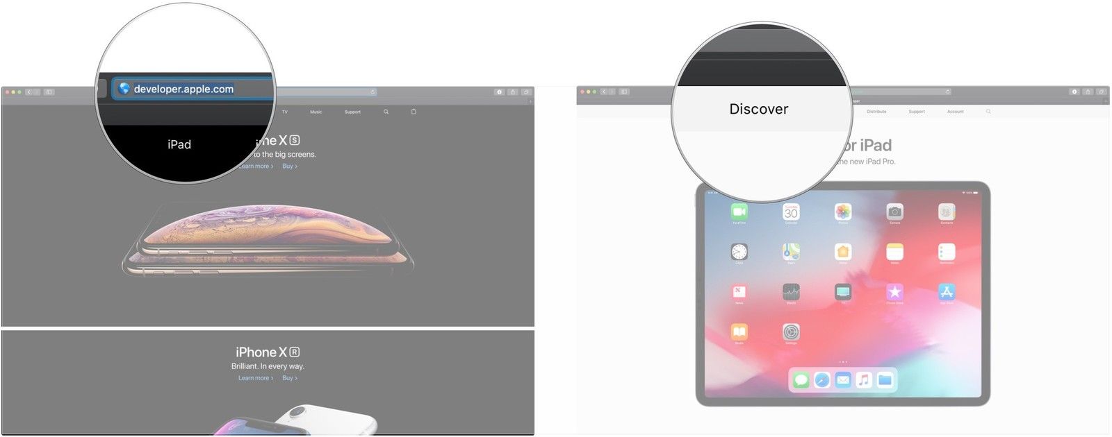 Перейдите на веб-сайт Apple Developer, нажмите &laquo;Discover&raquo;