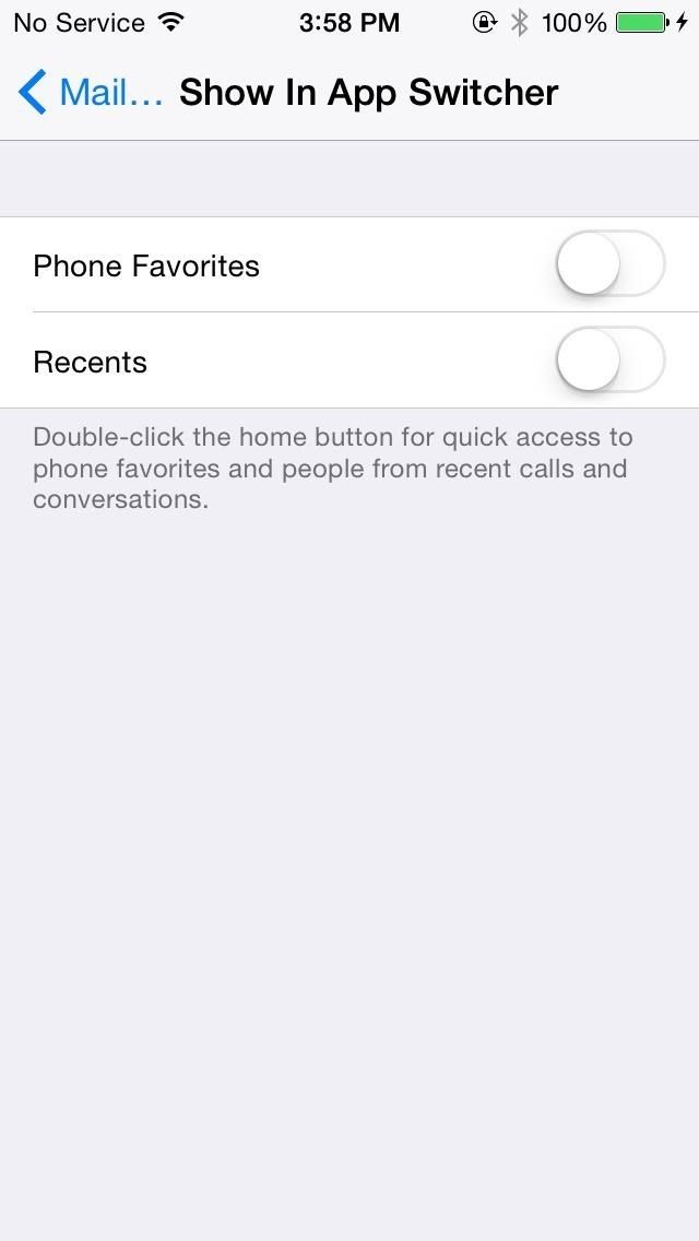 Как удалить последние контакты с iPhone's App Switcher in iOS 8