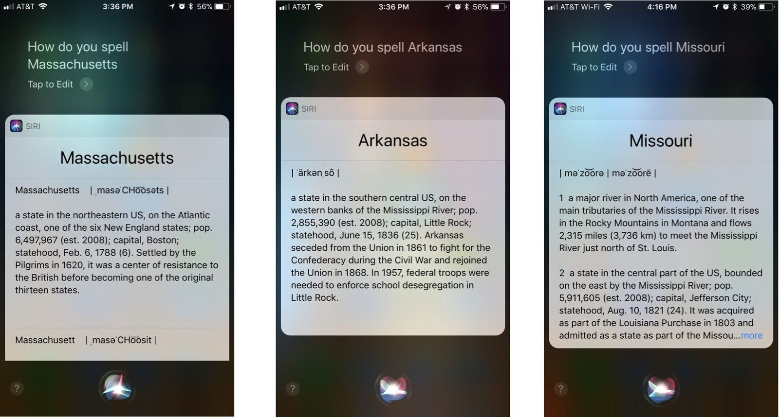 Попросите Сири написать слово, даже собственные имена