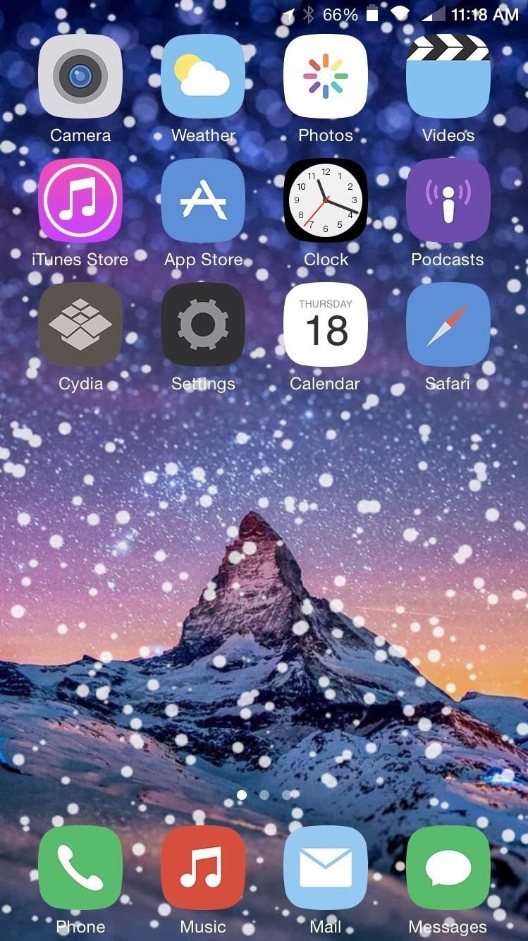 Тема вашего iPhone's Home Screen with Falling Snow for the Winter